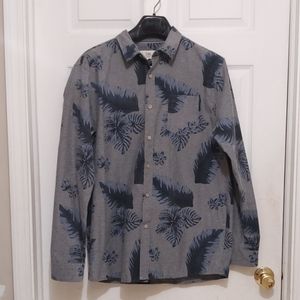 3/$15 Z.A.K. Los Angeles Gray & Blue button down Slim Fit Hawaiian shirt Sz XL